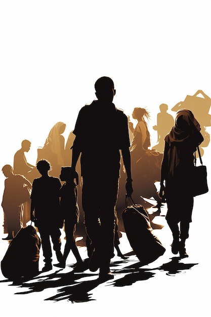 Photo silhouette of immigrant peoples poor vector detail isolated