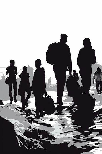 Photo silhouette of immigrant peoples poor vector detail isolated