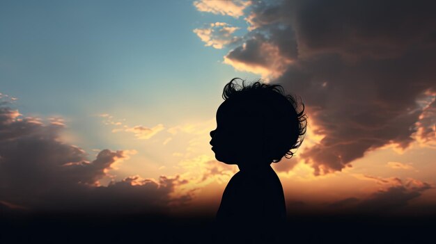 Silhouette of infant against the sky