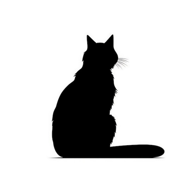 Photo a silhouette of isolated cat on white background