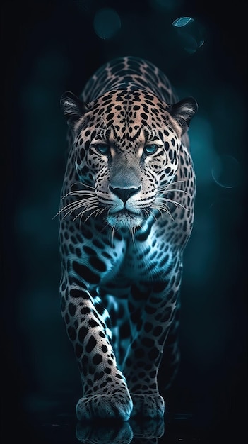 Silhouette of a Jaguar on Dark Background Generative AI
