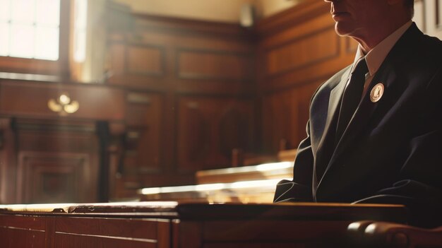 Silhouette of a judge in a courtroom evoking a sense of justice