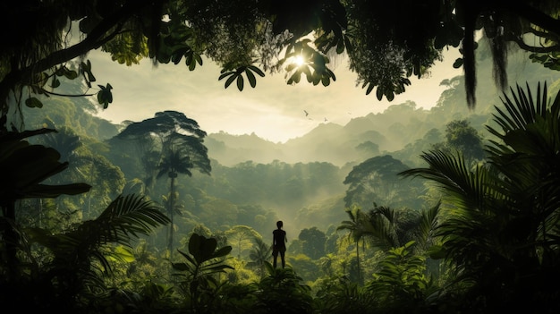 Silhouette of a jungle in the tropics