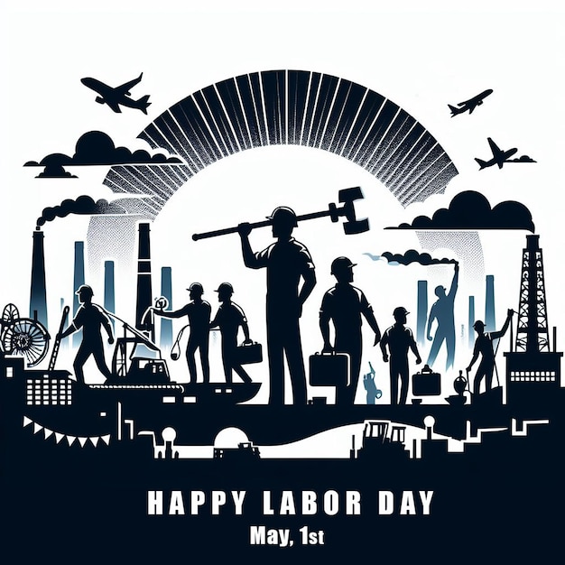 Photo silhouette labor day poster