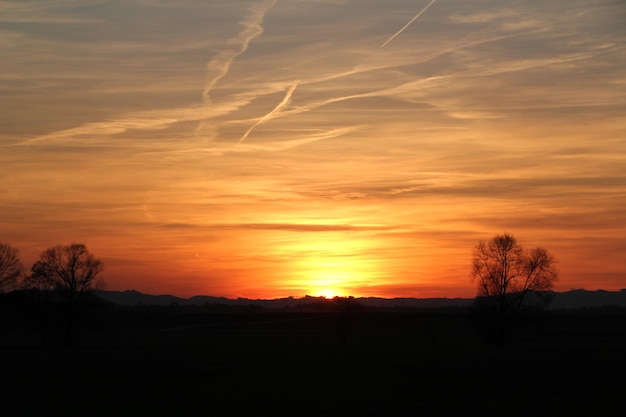 silhouette landscape at sunset