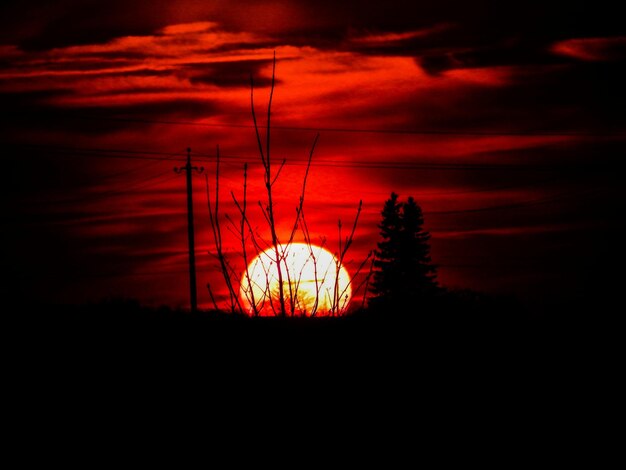 Foto paesaggio a silhouette al tramonto