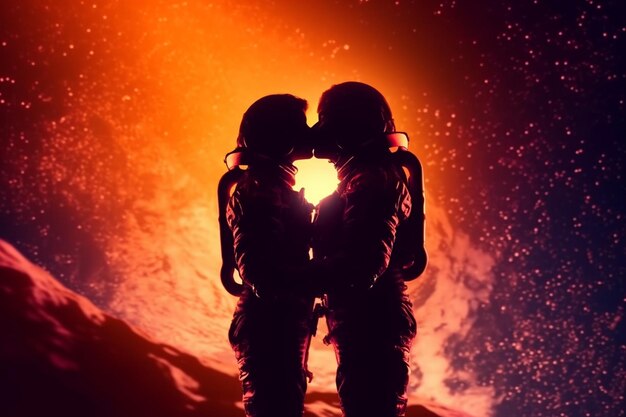 Photo silhouette lover kissing