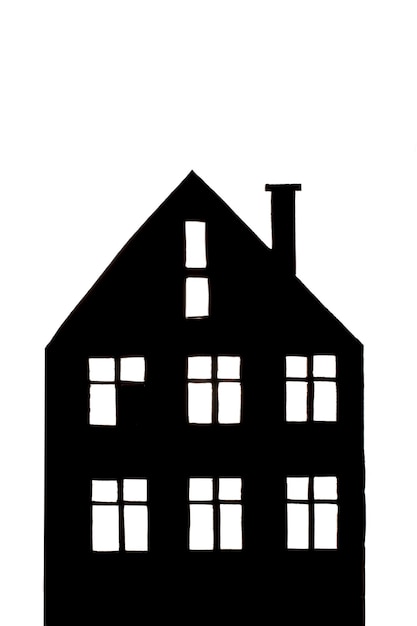 Silhouette of a low residential building with windows