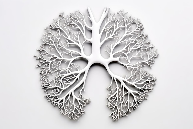 Silhouette of lungs and trees on a white background Air pollution harms nature Pneumonia and bronchi