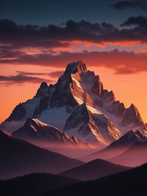 Silhouette of a majestic mountain