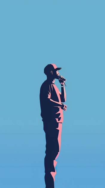 A silhouette of a man in a baseball cap talking on a cell phone Generative AI image