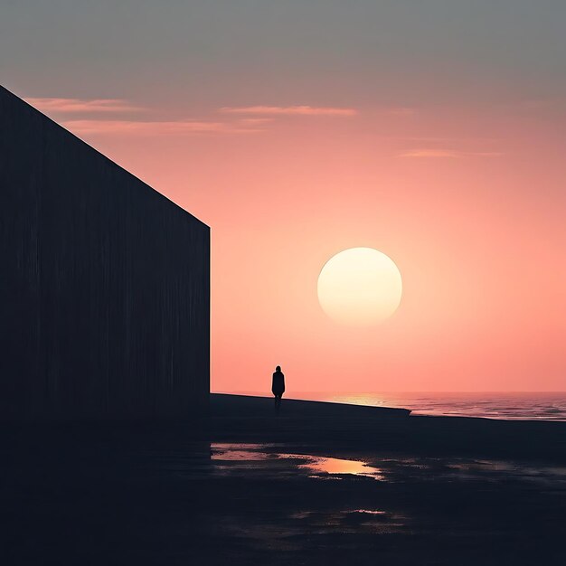 Foto silhouette di un uomo sulla spiaggia