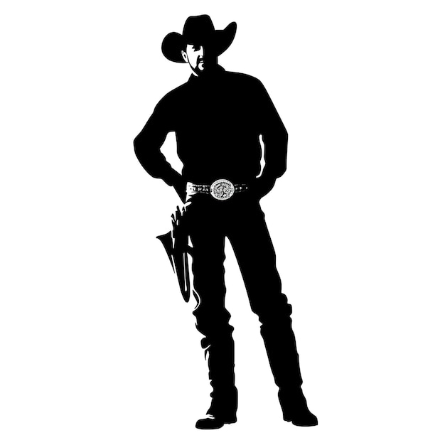 Силуэт мужчины в ковбойской шляпе, генеративное изображение ai