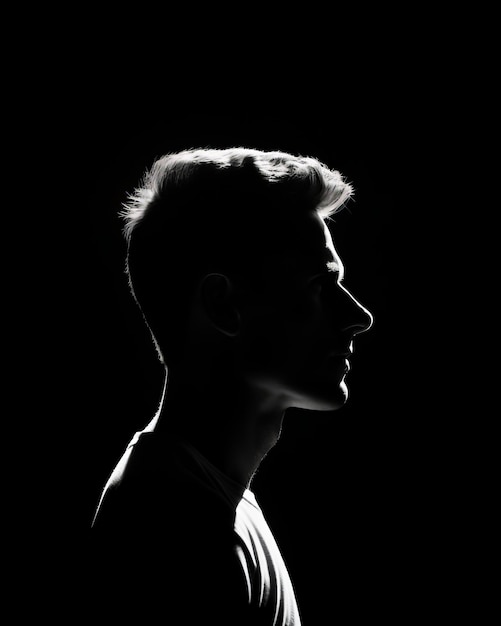 the silhouette of a man in a dark room