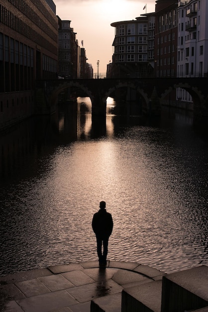 Silhouette of man in hamburg