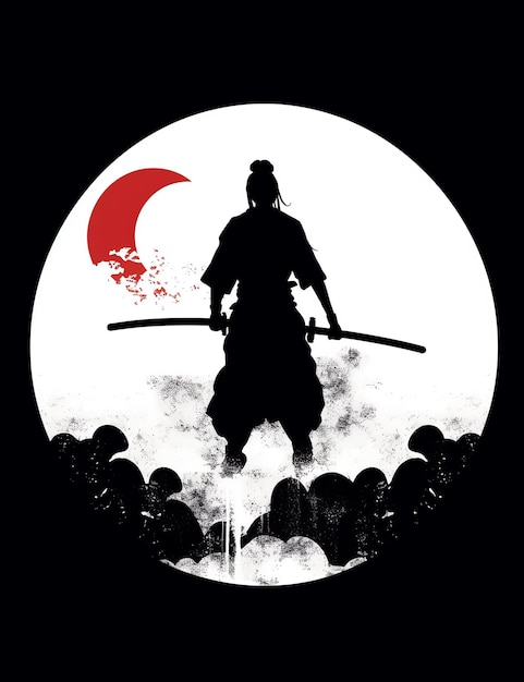 A silhouette of a man holding a sword