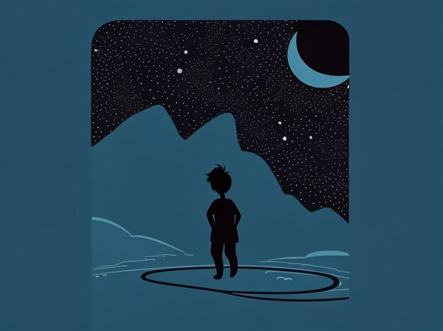 Photo silhouette of a man on the night sky