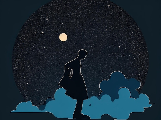 Foto silhouette di un uomo nel cielo notturno