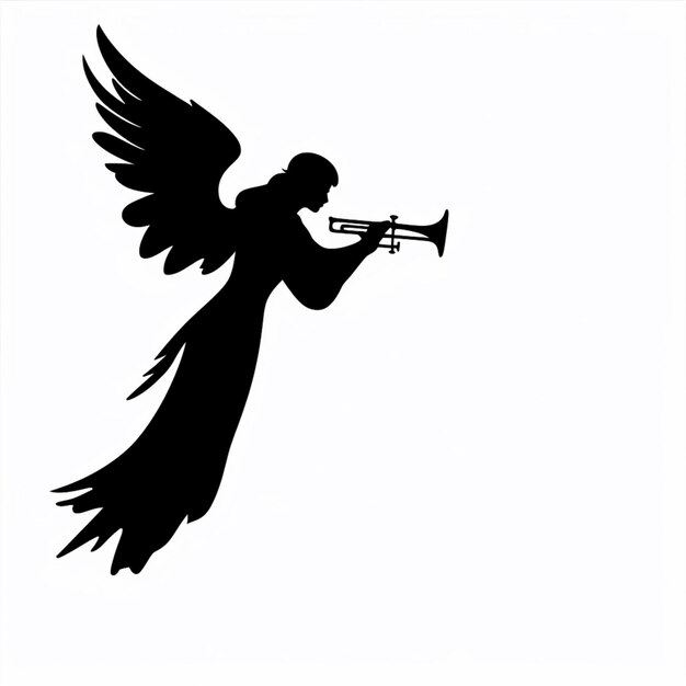 Photo a silhouette of a man playing a trumpet with wings generative ai