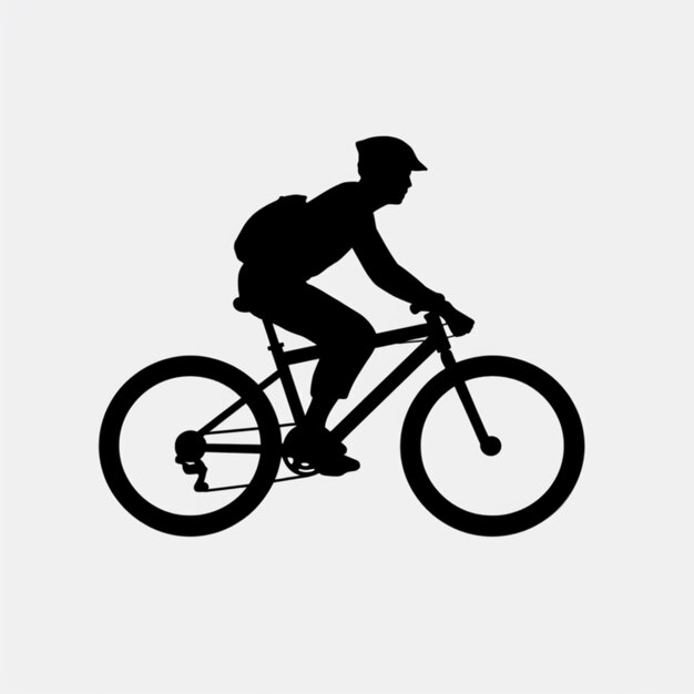 Photo silhouette of a man riding a bike on a white background generative ai