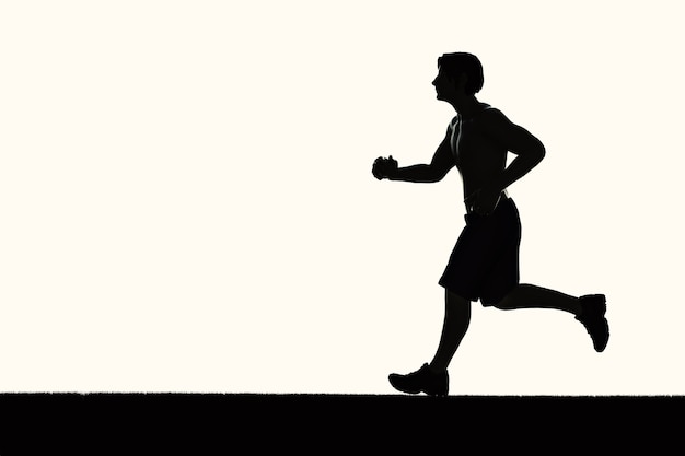 Foto silhouette uomo che corre o corridore maschio