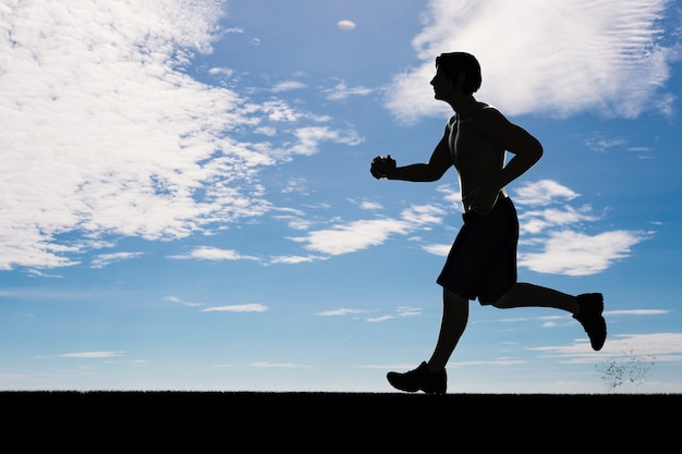 Silhouette man running or male runner