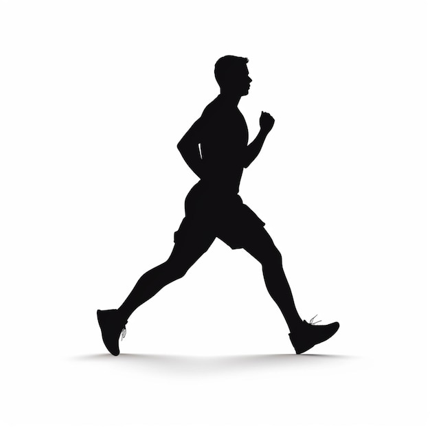 Photo silhouette of a man running in a marathon generative ai