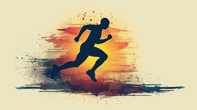 Silhouette of a Man Running in the Sun