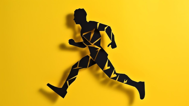 A silhouette of a man running