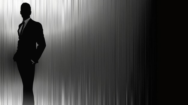 Photo silhouette of a man in a suit against a blank background