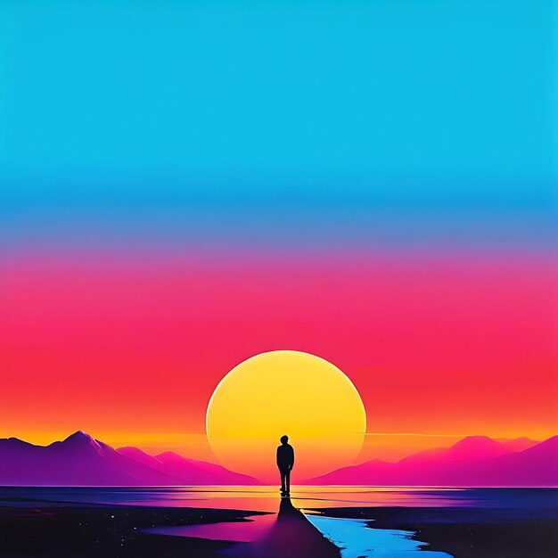 silhouette of man on sunset