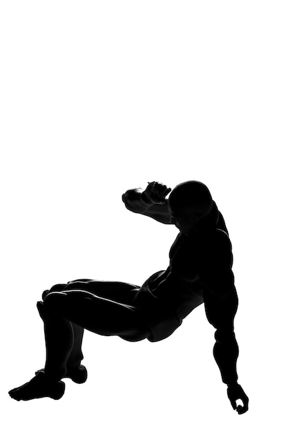 Photo silhouette of a man who stands up on a white background