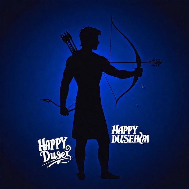 a silhouette of a man with bow and arrow that says happy sunset