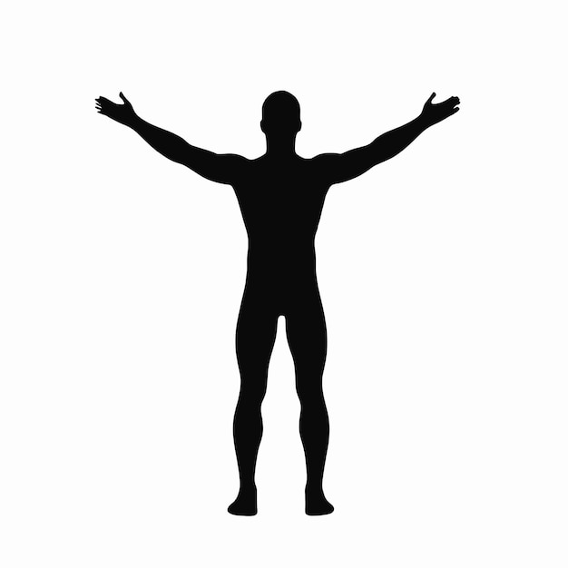 a silhouette of a man with his arms outstretched