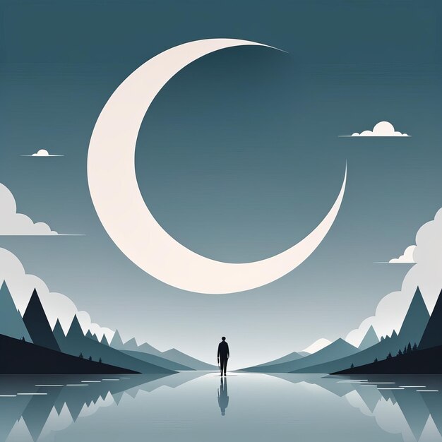 silhouette of a man with the moon silhouette of a man with the moon vector illustration of a be