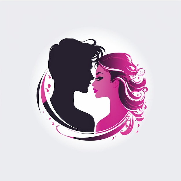 Silhouette of a man and woman in love vector illustration