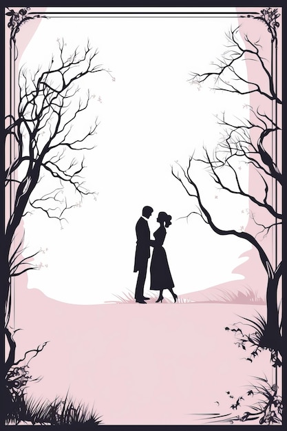 Photo silhouette of a man and woman standing in front of a tree