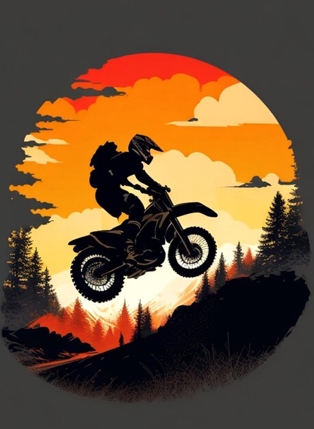 Photo silhouette motocross mountain background