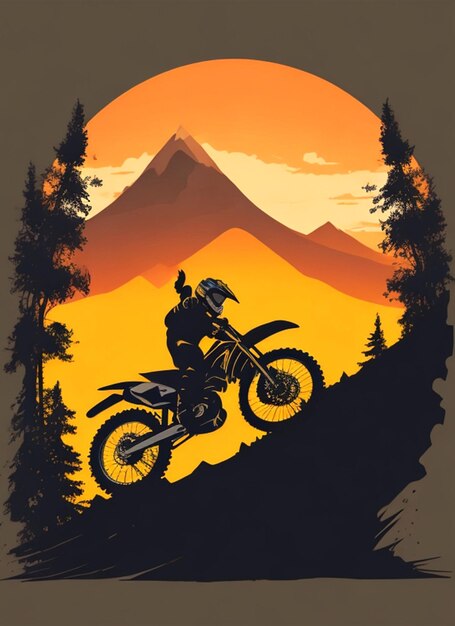 silhouette motocross mountain background