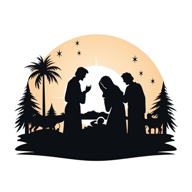 Foto silhouette di una scena della natività semplice semplice minimalista buono