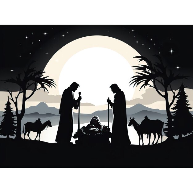 Photo silhouette of a nativity scene basic simple minimalist good