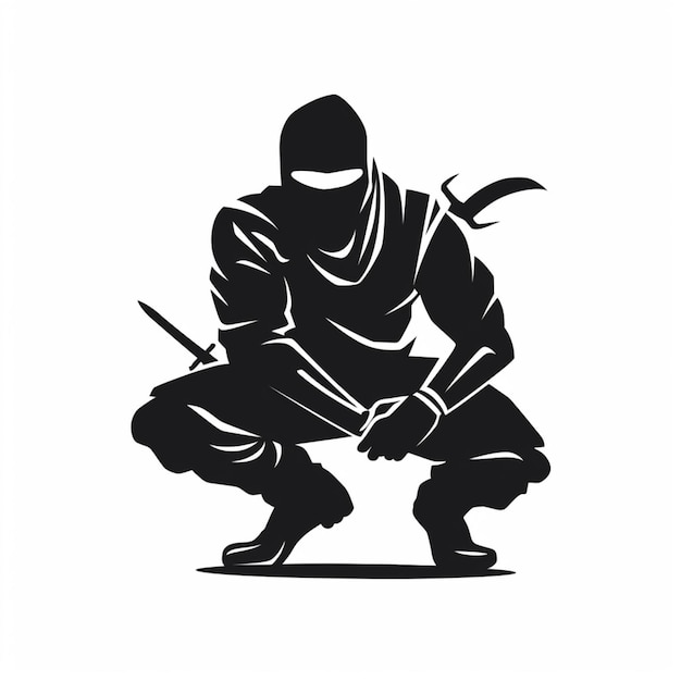 a silhouette of a ninja with a sword in his hands generative ai