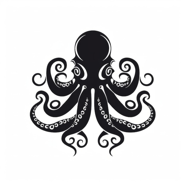 Photo a silhouette octopus with tentacles in black