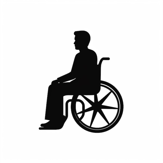 写真 車椅子に乗った男性のシルエット