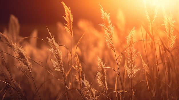 写真 夏 の 太陽 の 光 に 照らさ れ て いる 草 の シルエット