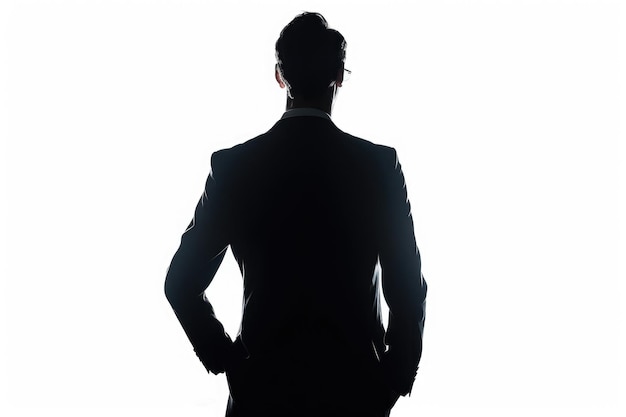 사진 silhouette of handsome businessman on white background