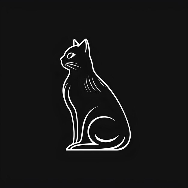 写真 黒い背景の猫のシルエット