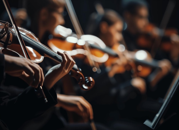 Photo silhouette of orchestra with dramatic blue backlight