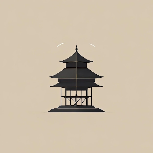 Photo silhouette of a pagoda on a beige background