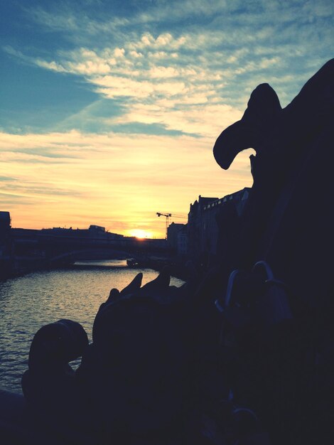 Photo silhouette of people at sunset